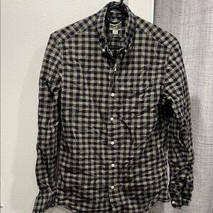 Men's Black and Tan Checkered Shirt